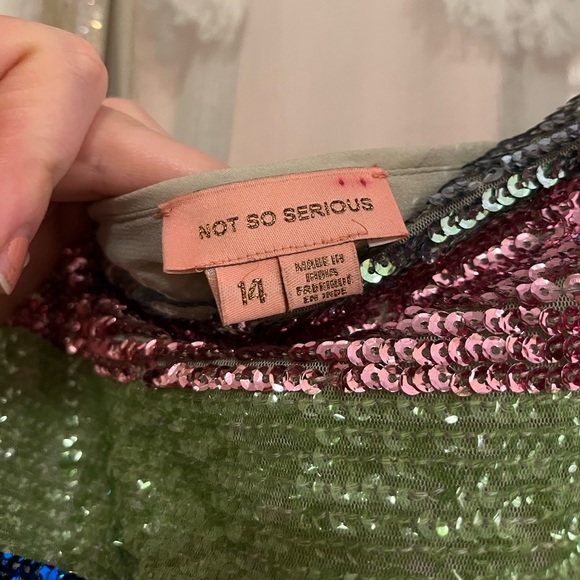 Not So Serious Sequin Dress - Shimmer Striped Mini Dress from Anthropologie - Picture 6 of 7